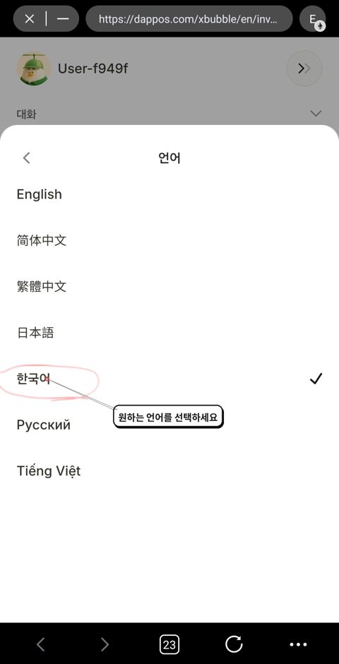 언어 선택